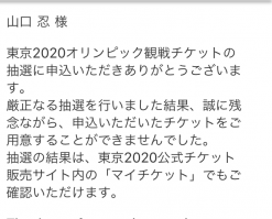 東京オリンピック抽選結果